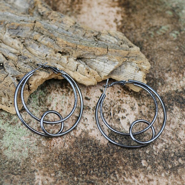 

Solid Hoop Earrings, Gun black