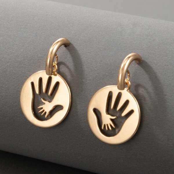 

Hollow Out Hand Drop Earrings, Gold