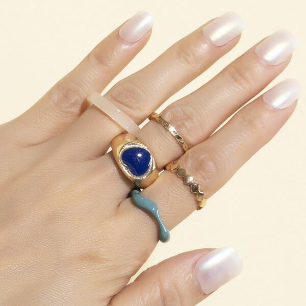 

5pcs Simple Ring, Multicolor