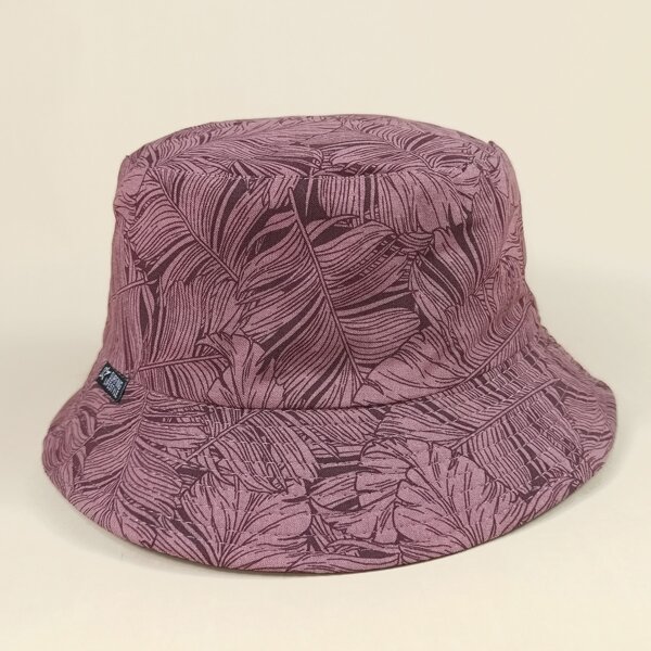 

Leaf Print Bucket Hat, Dusty pink
