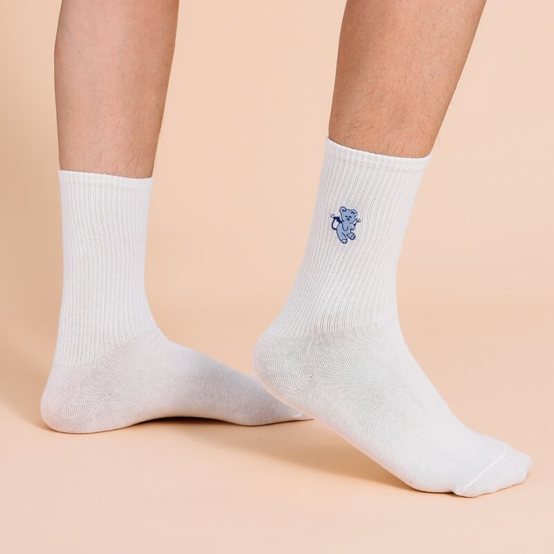 

Guys Embroidery Crew Socks, White