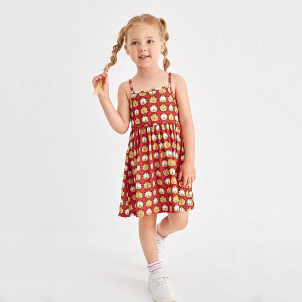 

Toddler Girls Allover Cartoon Graphic Cami Dress, Multicolor