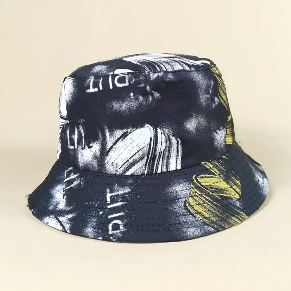 

Feather Print Bucket Hat, Black and white