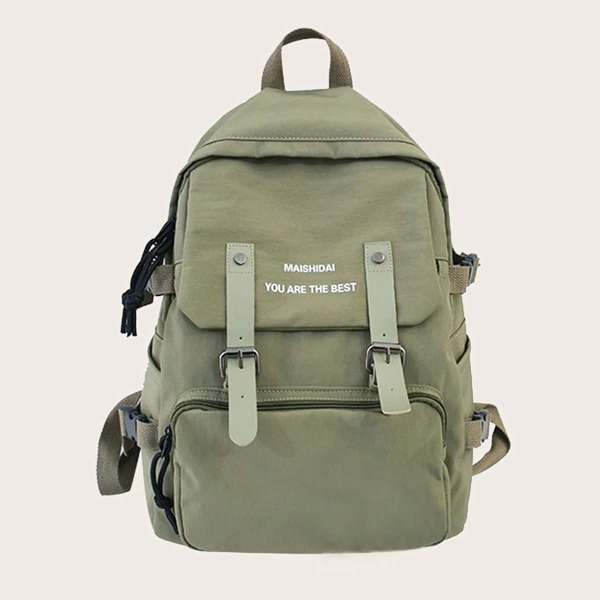 

Slogan Graphic Backpack, Green