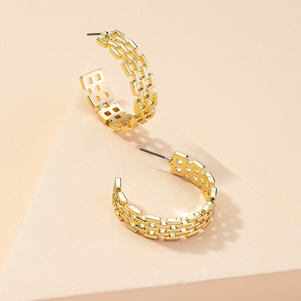 

Hollow Out Hoop Earrings, Gold