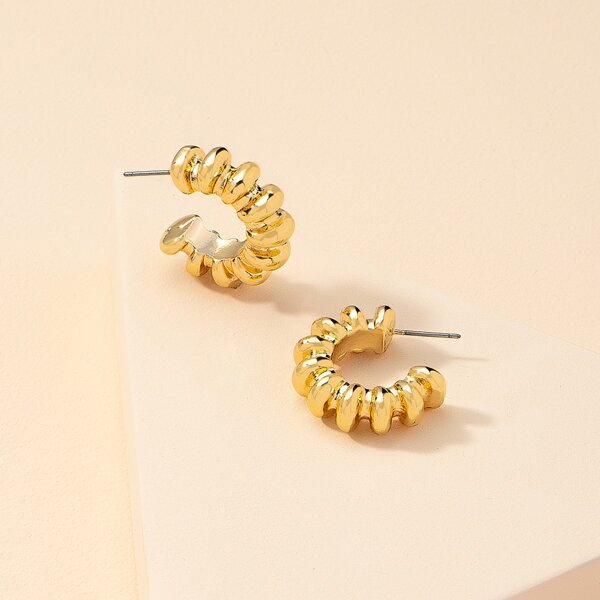 

Textured Metal Hoop Earrings, Gold