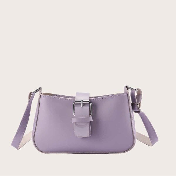 

Solid Buckle Crossbody Bag, Purple