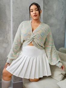 Plus Twist Front Drop Shoulder Jumper - Multicolor - View 3