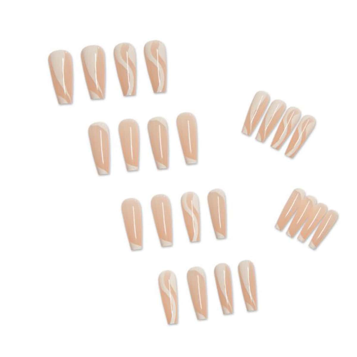 

24pcs Graphic Fake Nail, White