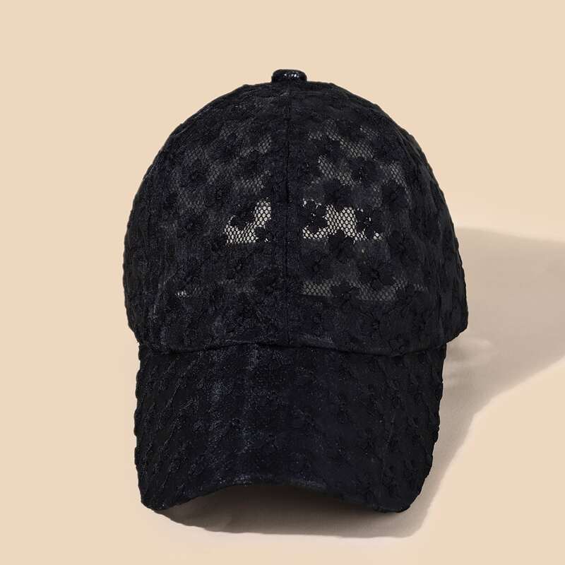 

Floral Embroidery Baseball Cap, Black