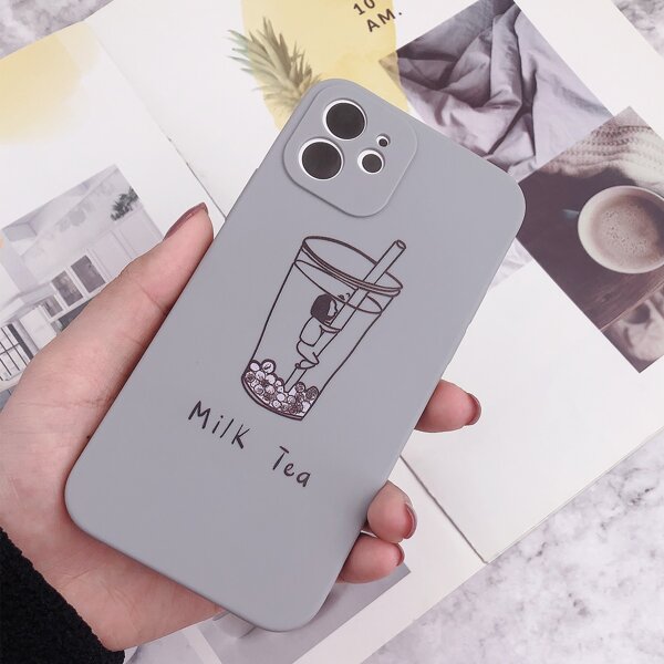

Milk Tea Print Phone Case, Grey