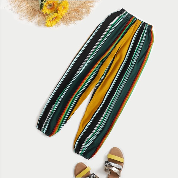 

Plus Striped Carrot Pants, Multicolor