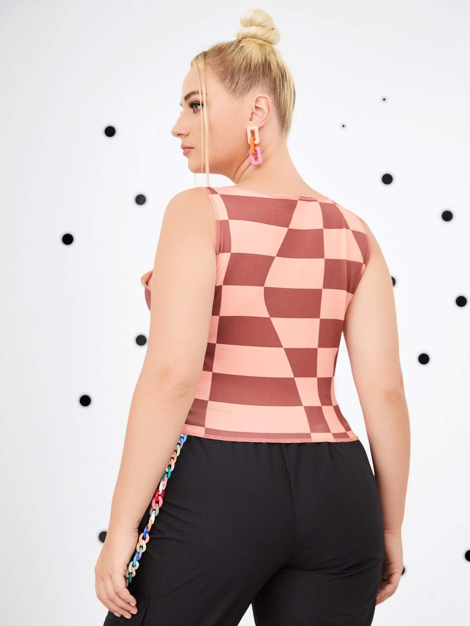 Plus Geo Print Crop Tank Top