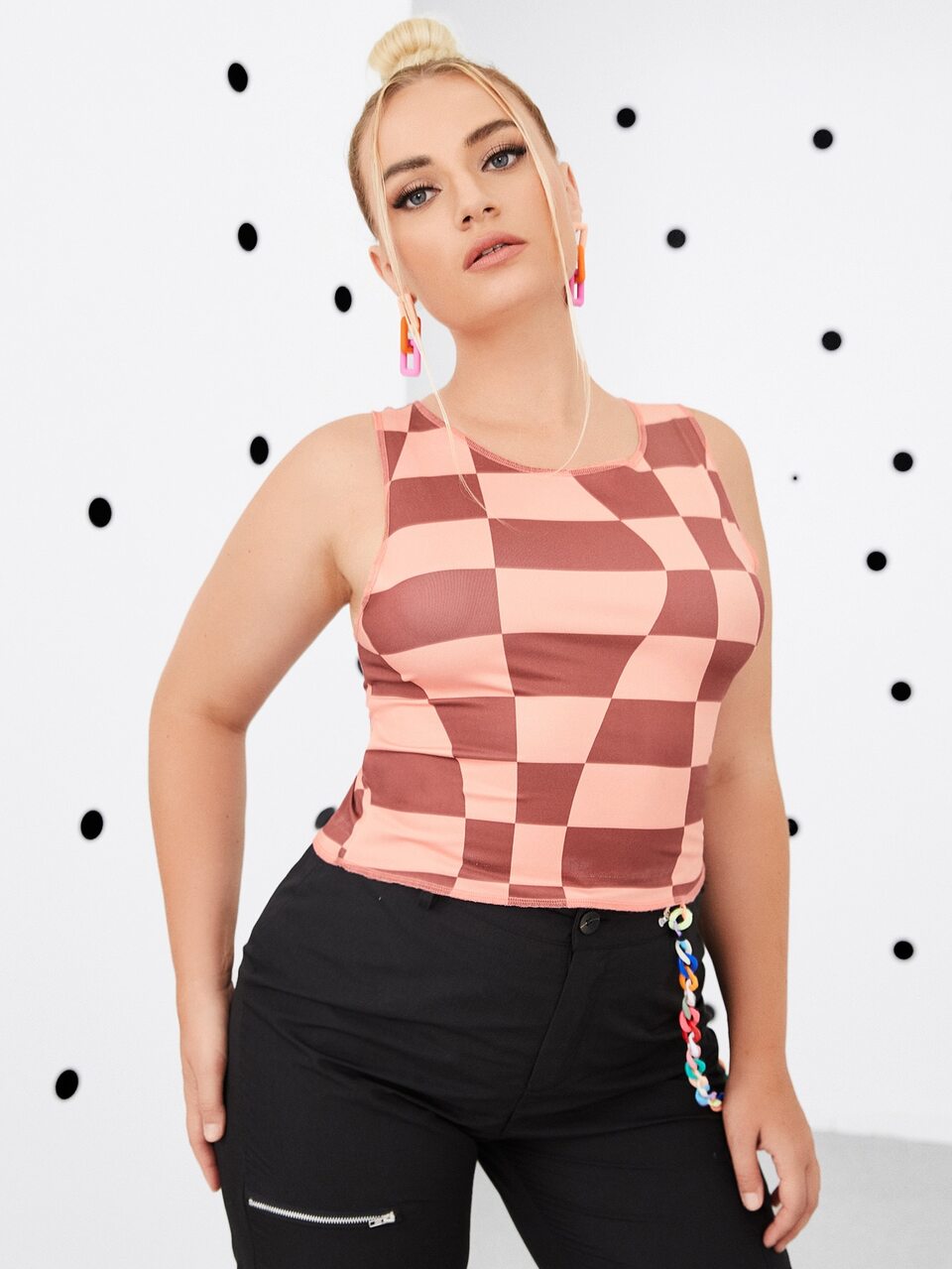 Plus Geo Print Crop Tank Top