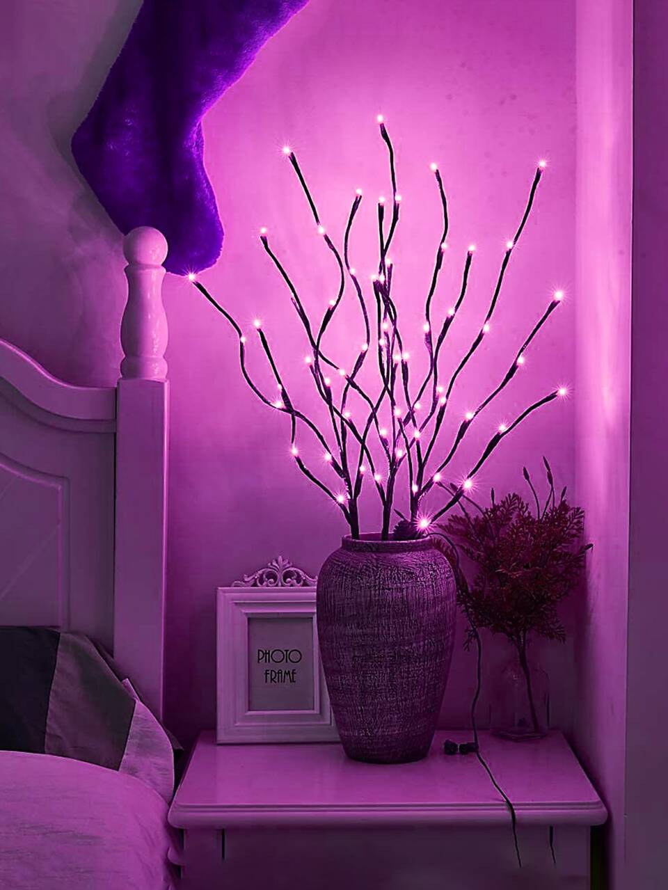 1pc 20 Lights 54CM Tall 2-Section Constant On Battery Powered LED Branch Lights, Home Decor Lighting For Bedroom, Living Room, Camping, Holiday, Party, Wedding