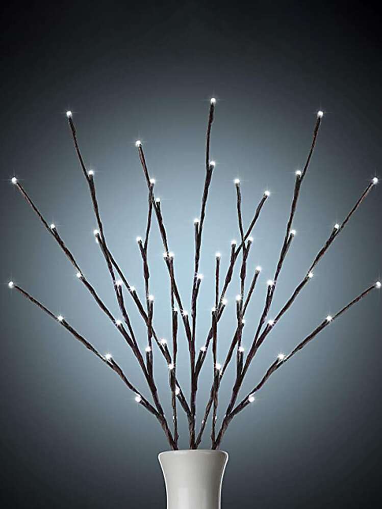 1pc 20 Lights 54CM Tall 2-Section Constant On Battery Powered LED Branch Lights, Home Decor Lighting For Bedroom, Living Room, Camping, Holiday, Party, Wedding - White - View 8