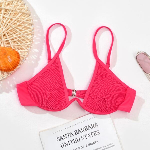 

Smocked Underwire Bikini Top, Pink