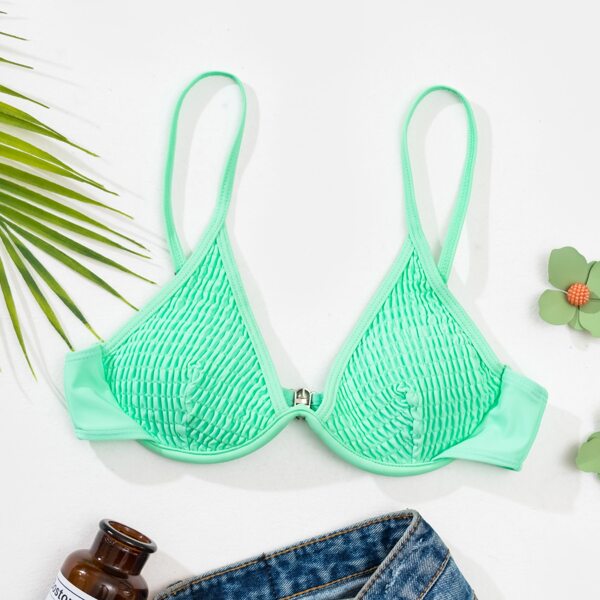 

Smocked Underwire Bikini Top, Mint green