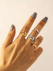 4 piezas Anillo delfín con diseño - Multicolor - Ver 1