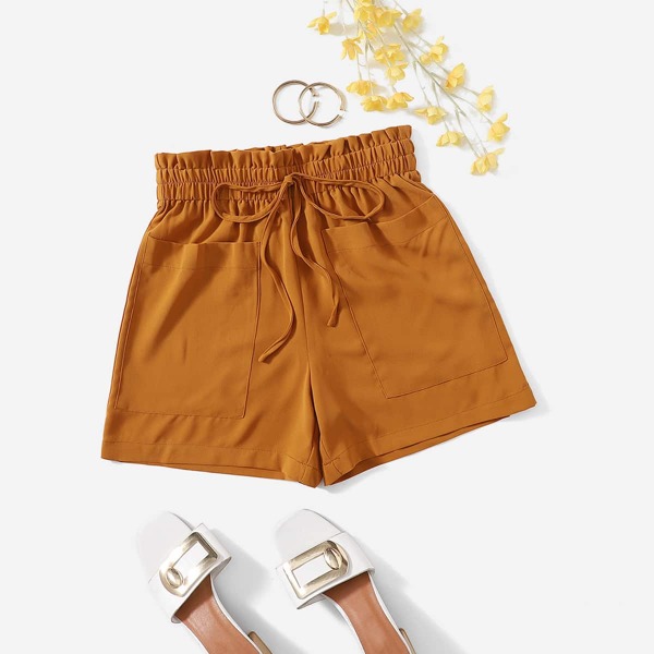 

Paper Bag Waist Knotted Shorts, Ginger