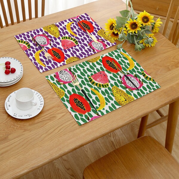 

2pcs Fruit Print Random Placemat, Multicolor