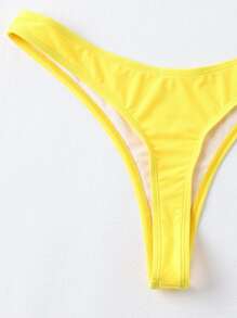 高衩比基尼丁字褲 - 黃色 - 查看 3