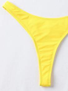 高衩比基尼丁字褲 - 黃色 - 查看 4