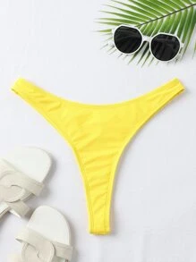 高衩比基尼丁字褲 - 黃色 - 查看 5