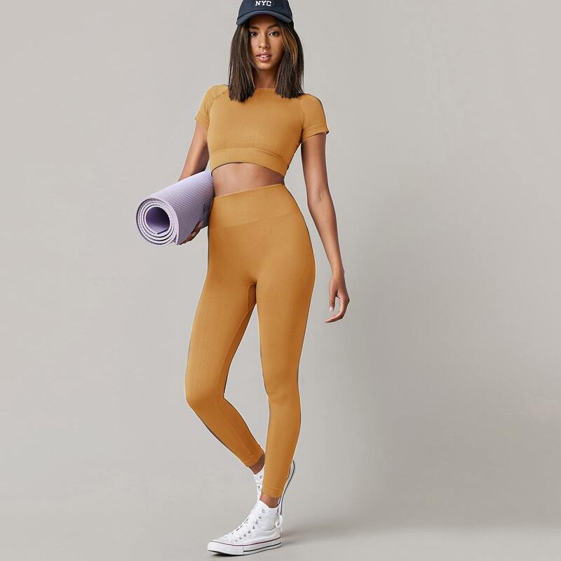 

High Waist Seamless Sports Leggings, Mustard yellow