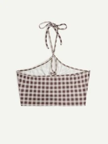 Plaid Drawstring Cami Top - Multicolor - View 2