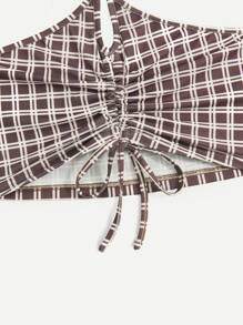 Plaid Drawstring Cami Top - Multicolor - View 3