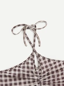 Plaid Drawstring Cami Top - Multicolor - View 4