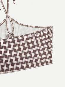 Plaid Drawstring Cami Top - Multicolor - View 5