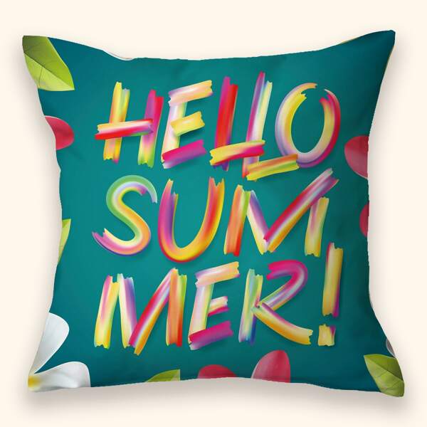 

Slogan Graphic Cushion Cover Without Filler, Green