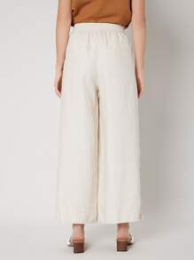 SHEIN Unity LINEN WIDE LEG TROUSERS - Beige - View 2