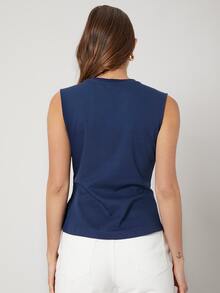 MOTF PREMIUM GATHERED TANK TOP - Navy Blue - View 2