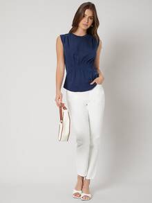 MOTF PREMIUM GATHERED TANK TOP - Navy Blue - View 3