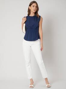 MOTF PREMIUM GATHERED TANK TOP - Navy Blue - View 4