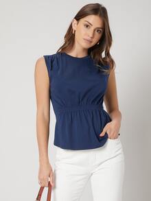 MOTF PREMIUM GATHERED TANK TOP - Navy Blue - View 6