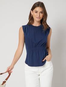 MOTF PREMIUM GATHERED TANK TOP - Navy Blue - View 7