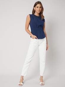 MOTF PREMIUM GATHERED TANK TOP - Navy Blue - View 8