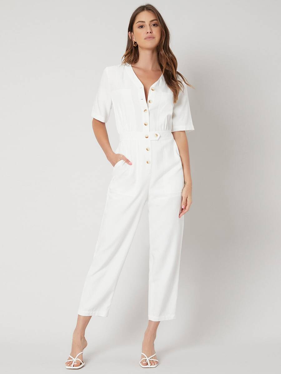 SHEIN Unity Mono camisero lino capris - Blanco - Ver 1