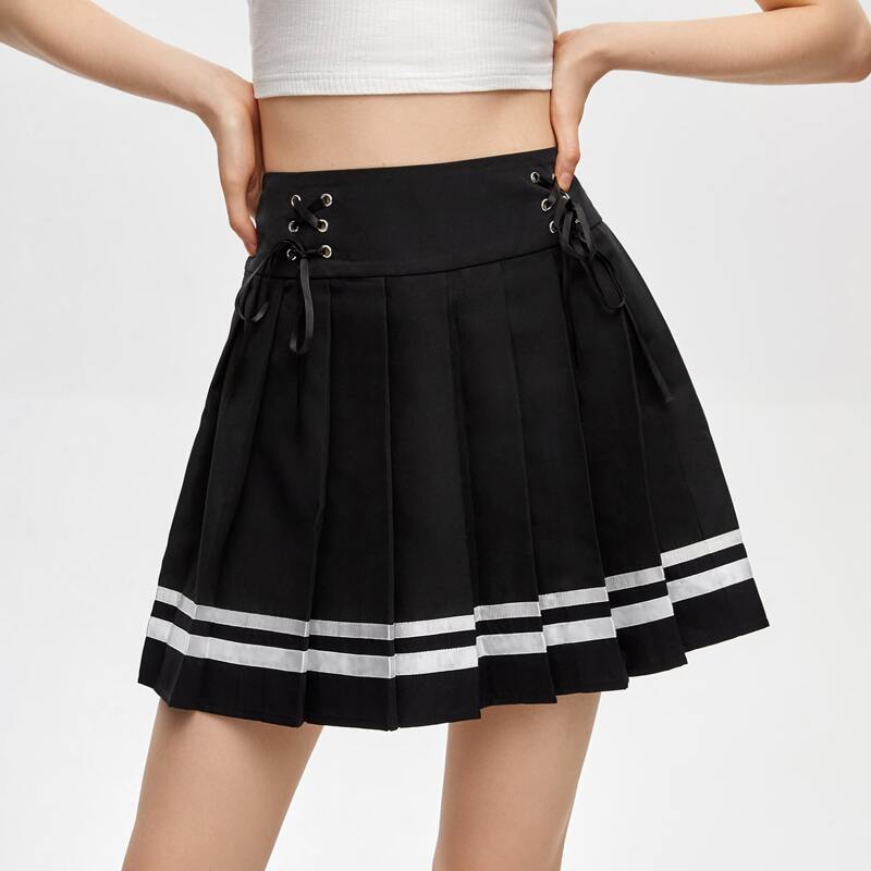 

Varsity Striped Skirt, Black