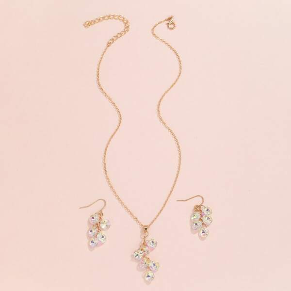 

3pcs Crystal Pendant Jewelry Set, Multicolor