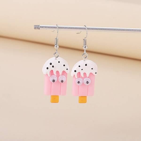 

Ice Cream Design Earrings, Pink