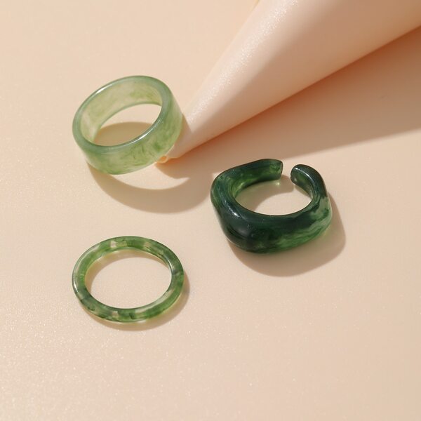 

3pcs Resin Ring, Green