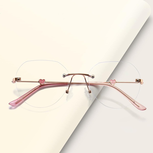 

Heart Detail Anti-Blue Light Rimless Eyeglasses