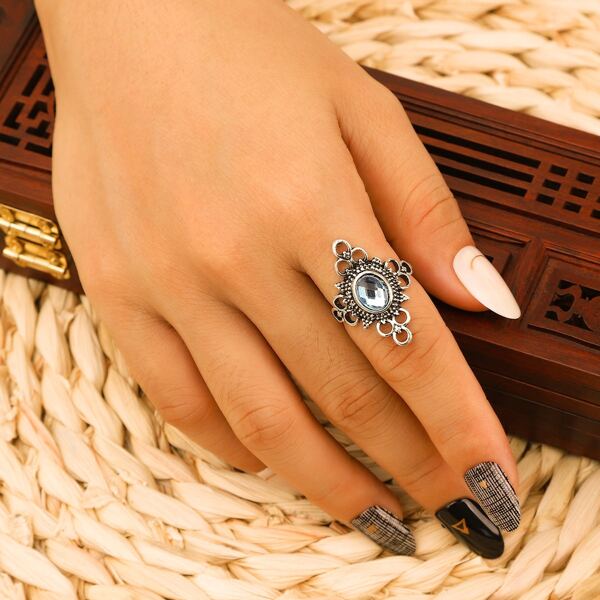 

Gemstone Decor Ring, Silver