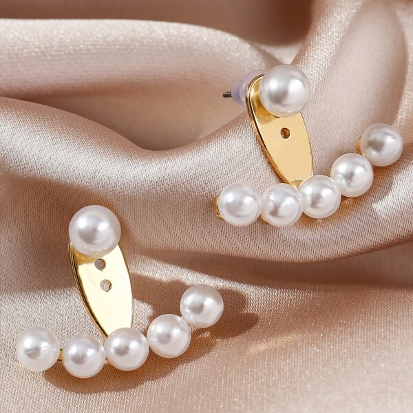 

Faux Pearl Decor Earring Jackets, Gold