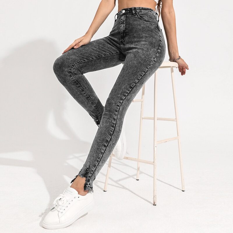 

High Stretch Cat Whiskers Skinny Jeans, Dark grey